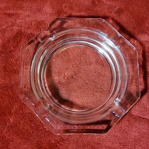 Vintage Clear Octagon 8 Sided Glass Ashtray Has A CHIP 4.5"